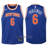 Maillot Enfant New York Knicks Kristaps Porzingis No 6 2017-18 Bleu