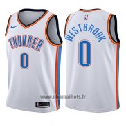 Maillot Enfant Oklahoma City Thunder Russell Westbrook No 0 Association 2017-18 Blanc