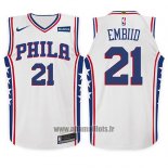 Maillot Enfant Philadelphia 76ers Joel Embiid No 21 Association 2017-18 Blanc