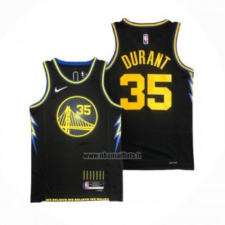 Maillot Golden State Warriors Kevin Durant NO 35 Ville 2021-22 Noir