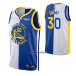 Maillot Golden State Warriors Stephen Curry NO 30 Split Bleu Blanc