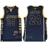 Maillot Los Angeles Lakers Kobe Bryant No 24 Conmemorativa Retirado Noir