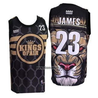 Maillot Los Angeles Lakers LeBron James NO 23 Lion Noir