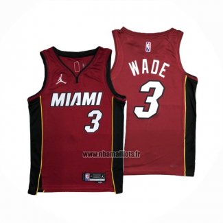 Maillot Miami Heat Dwyane Wade NO 3 Statement 2020-21 Rouge