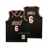 Maillot Miami Heat LeBron James NO 6 Mitchell & Ness 2010-11 Noir