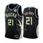 Maillot Milwaukee Bucks Jrue Holiday NO 21 Statement 2022-23 Noir