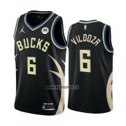 Maillot Milwaukee Bucks Luca Vildoza NO 6 Statement 2022-23 Noir