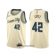 Maillot Milwaukee Bucks Robin Lopez NO 42 Ville 2019-20 Crema