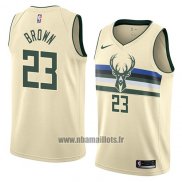 Maillot Milwaukee Bucks Sterling Brown No 23 Ville 2018 Crema