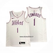 Maillot Minnesota Timberwolves Anthony Edwards NO 1 Earned Blanc