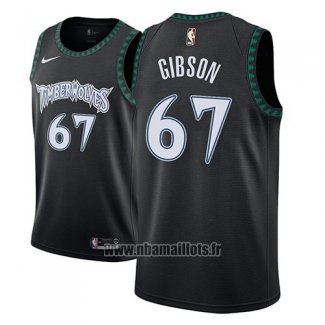 Maillot Minnesota Timberwolves Taj Gibson No 67 Classic 2018 Noir