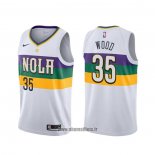 Maillot New Orleans Pelicans Christian Wood NO 35 Ville Blanc