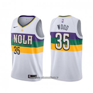 Maillot New Orleans Pelicans Christian Wood NO 35 Ville Blanc