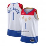 Maillot New Orleans Pelicans Zion Williamson No 1 Ville 2020-21 Blanc