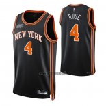 Maillot New York Knicks Derrick Rose NO 4 Ville 2021-22 Noir