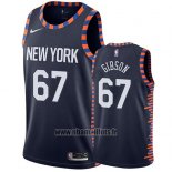 Maillot New York Knicks Knicks Taj Gibson No 67 Ville 2019 Bleu