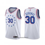 Maillot Philadelphia 76ers Furkan Korkmaz NO 30 Earned Blanc