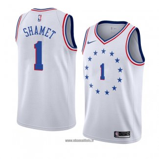 Maillot Philadelphia 76ers Landry Shamet No 1 Earned 2018-19 Blanc