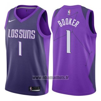 Maillot Phoenix Suns Devin Booker No 1 Ville 2017-18 Volet