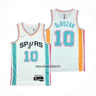 Maillot San Antonio Spurs Demar Derozan NO 10 Ville 2021-22 Blanc