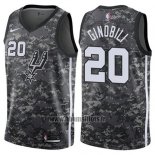 Maillot San Antonio Spurs Manu Gindbili No 20 Ville 2017-18 Gris