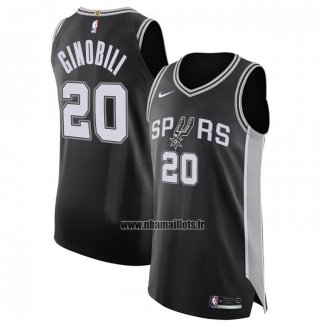 Maillot San Antonio Spurs Manu Ginobili NO 20 Icon Authentique Noir