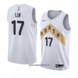 Maillot Tornto Raptors Jeremy Lin No 17 Ville 2018 Blanc