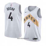 Maillot Tornto Raptors Lorenzo Brown No 4 Ville 2018 Blanc