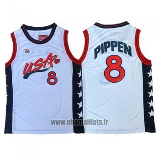 Maillot USA 1996 Scottie Pippen No 8 Blanc