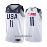 Maillot USA Mason Plumlee No 11 2019 FIBA Basketball World Cup Blanc