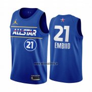Maillot All Star 2021 Philadelphia 76ers Joel Embiid No 21 Bleu