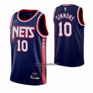 Maillot Brooklyn Nets Ben Simmons NO 10 Ville 2021-22 Bleu