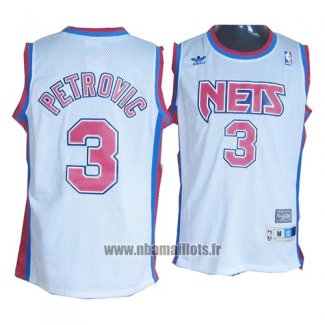 Maillot Brooklyn Nets Drazen Petrovic No 3 Retro Blanc