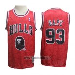 Maillot Chicago Bulls Bape No 93 Hardwood Classics Rouge