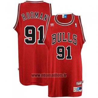 Maillot Chicago Bulls Dennis Rodman No 91 Retro Rouge
