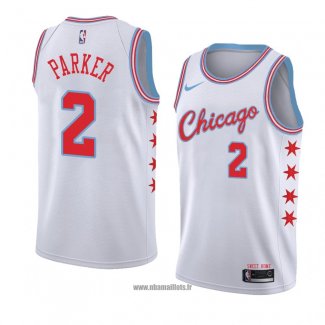 Maillot Chicago Bulls Jabari Parker No 2 Ville 2018 Blanc