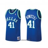 Maillot Dallas Mavericks Dirk Nowitzki No 41 Mitchell & Ness Hardwood Classics Bleu