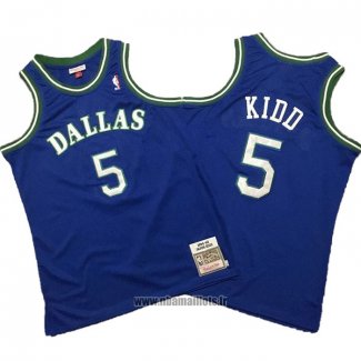 Maillot Dallas Mavericks Jason Kidd No 5 Mitchell & Ness Hardwood Classics Bleu