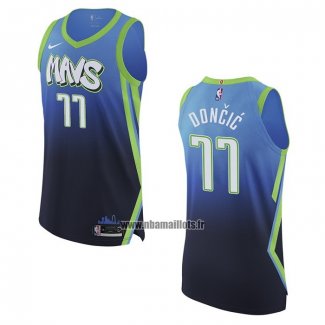 Maillot Dallas Mavericks Luka Doncic NO 77 Ville Authentique Bleu