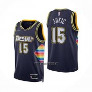 Maillot Denver Nuggets Nikola Jokic NO 15 Ville 2021-22 Bleu