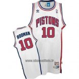 Maillot Detroit Pistons Dennis Rodman No 10 Retro Blanc