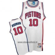 Maillot Detroit Pistons Dennis Rodman No 10 Retro Blanc