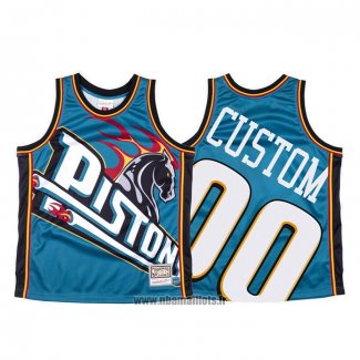 Maillot Detroit Pistons Personnalise NO 0 Mitchell & Ness Big Face Bleu