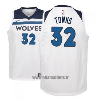 Maillot Enfant Minnesota Timberwolves Karl-anthony Towns No 32 2017-18 Blanc