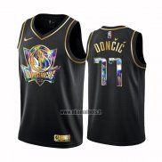 Maillot Golden Edition Dallas Mavericks Luka Doncic NO 77 2021-22 Noir