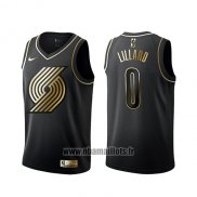 Maillot Golden Edition Portland Trail Blazers Damian Lillard No 0 Noir