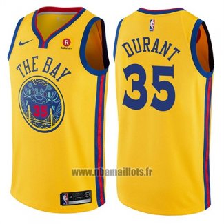 Maillot Golden State Warriors Kevin Durant No 35 Ville Jaune