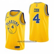 Maillot Golden State Warriors Quinn Cook No 4 Hardwood Classic 2018-19 Jaune