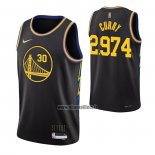 Maillot Golden State Warriors Stephen Curry 2974th 3 Points Noir