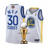 Maillot Golden State Warriors Stephen Curry NO 30 MVP 2022 NBA Finals Blanc